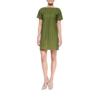 Kate Spade Dress Olive Green Floral Eyelet Lace Size 12 *fair Condition*